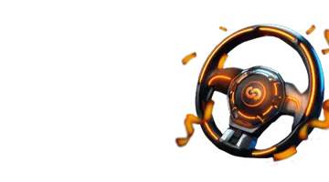 Изображение высокотехнологичного руля, представляющее пятничный бонус в Unlim казино с динамичной гоночной темой.